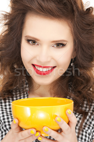 lovely housewife with cup Stock photo © dolgachov