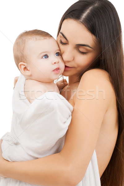 Mutter Küssen liebenswert Baby Familie Elternschaft Stock foto © dolgachov