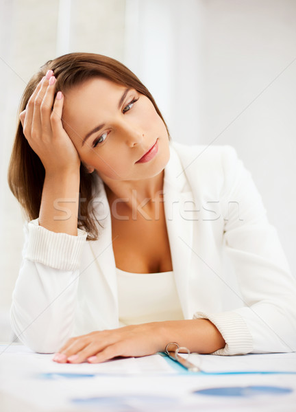 Vervelen moe vrouw documenten business onderwijs Stockfoto © dolgachov