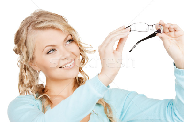 Foto stock: Mulher · óculos · saúde · visão · belo