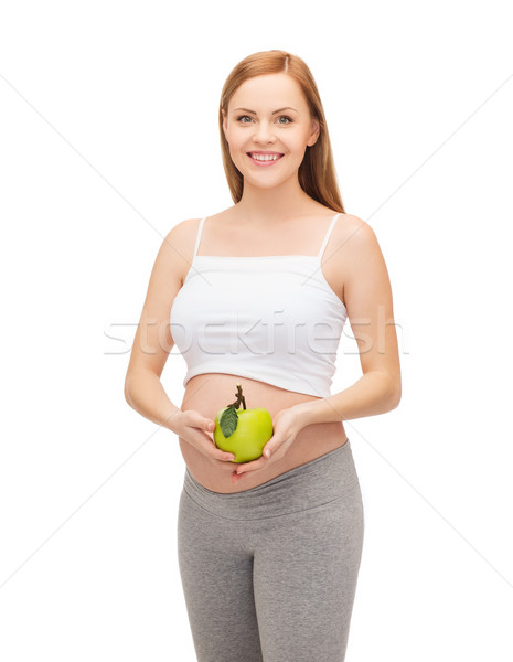 Foto stock: Feliz · futuro · mãe · verde · maçã · gravidez