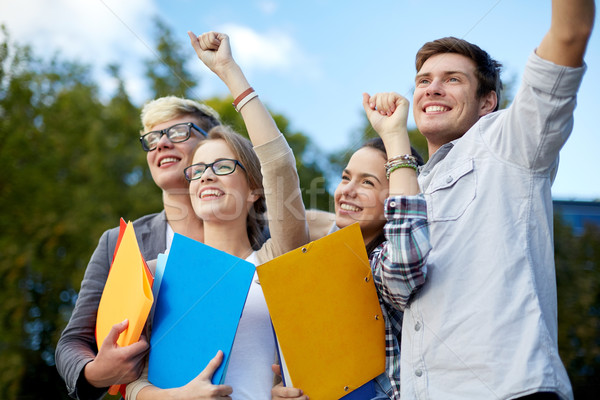 Stock foto: Gruppe · glücklich · Studenten · Triumph · Geste