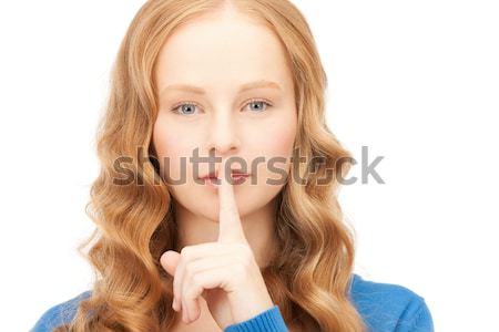 Dedo lábios brilhante quadro mulher jovem mulher Foto stock © dolgachov