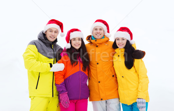 Glücklich Freunde Hüte Ski Anzüge Stock foto © dolgachov