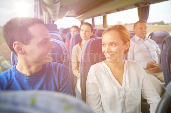 ストックフォト: グループ · 幸せ · 乗客 · 旅行 · バス · 輸送