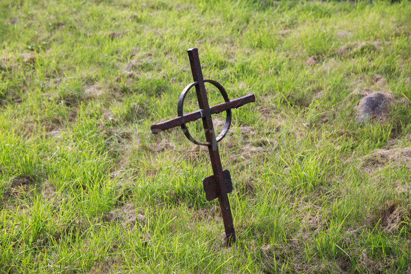 old rusty grave cross on cemetery in ireland Stock photo © dolgachov
