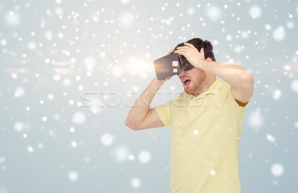 Stock photo: happy man in virtual reality headset or 3d glasses