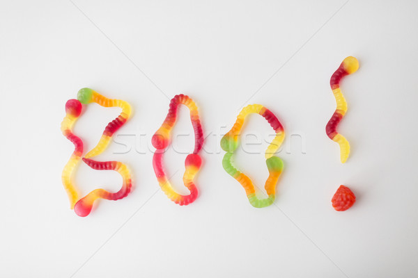 word boo made of gummy worms for halloween Stock photo © dolgachov