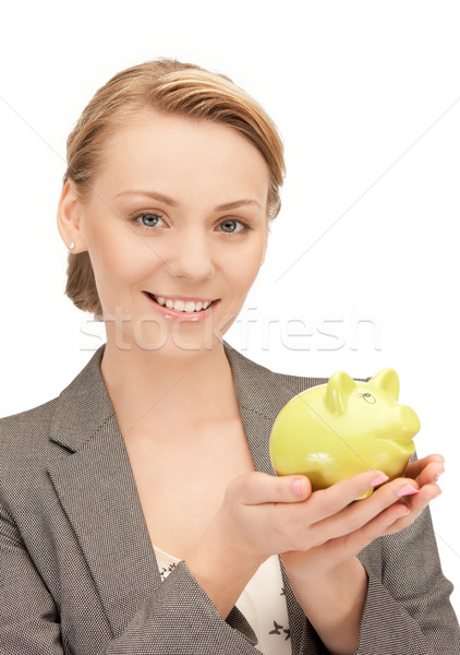 Сток-фото: женщину · Piggy · Bank · фотография · бизнеса · Финансы · свинья