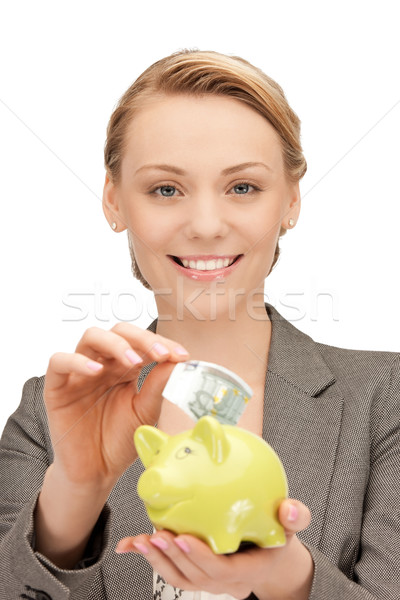 Zdjęcia stock: Kobieta · banku · piggy · ceny · zdjęcie · działalności · finansów