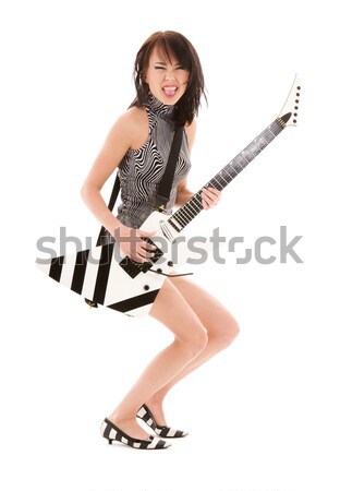 Rock babe foto ragazza chitarra elettrica bianco Foto d'archivio © dolgachov