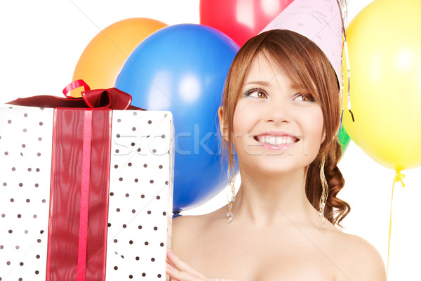 Party Mädchen Ballons Geschenkbox glücklich jugendlich Stock foto © dolgachov