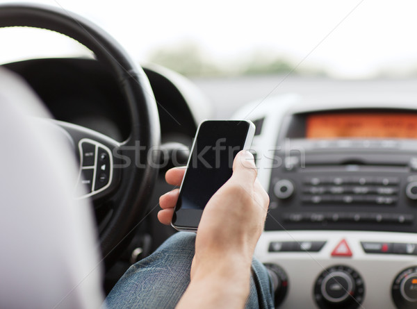 Man telefoon rijden auto vervoer voertuig Stockfoto © dolgachov