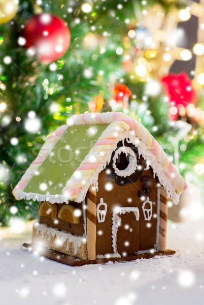closeup of beautiful gingerbread house at home Stock photo © dolgachov