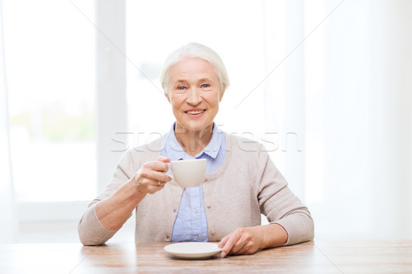 Heureux supérieurs femme tasse café âge [[stock_photo]] © dolgachov