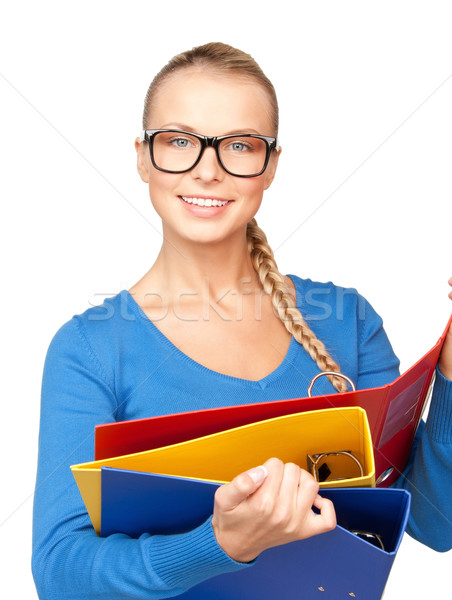 Stock photo: businesswoman with folders