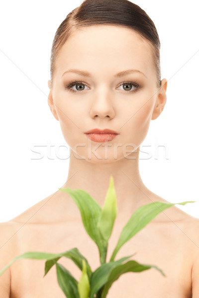 Foto stock: Mulher · quadro · branco · saúde · verde