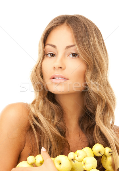 lovely woman with green apples Stock photo © dolgachov