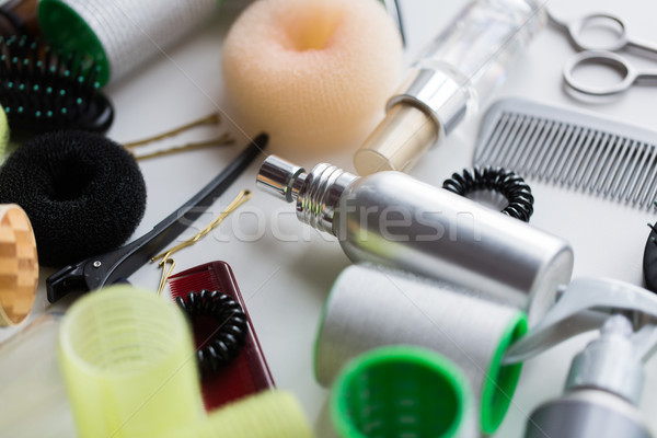 hair styling sprays, curlers and pins Stock photo © dolgachov