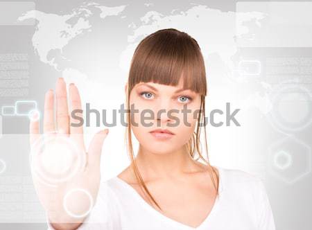 Stock photo: woman making stop gesture