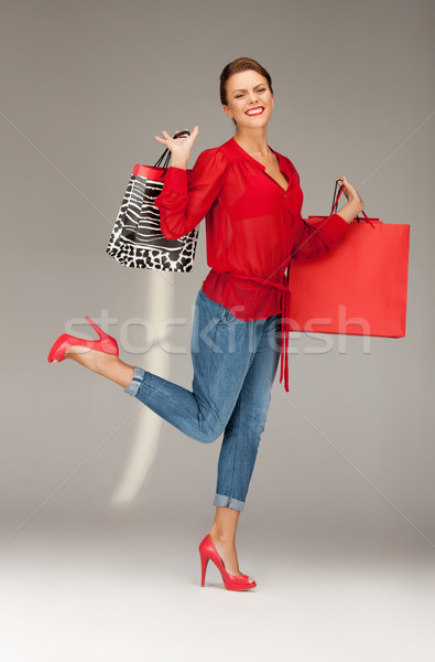 Klant foto vrouw gelukkig winkelen Stockfoto © dolgachov