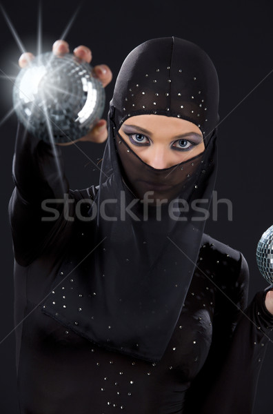 Ninja partij danser jurk disco Stockfoto © dolgachov