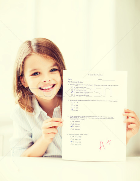 girl with test and grade at school Stock photo © dolgachov