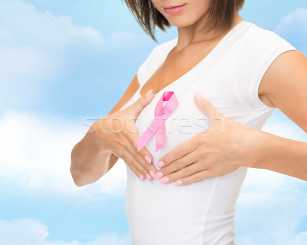 Közelkép nő rák tudatosság szalag egészségügy Stock fotó © dolgachov