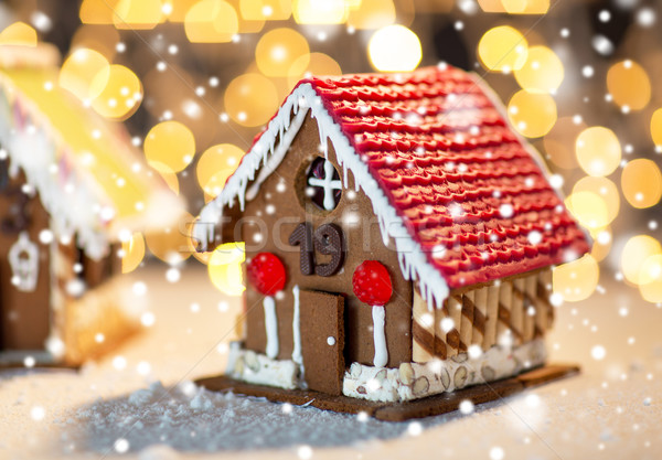 closeup of beautiful gingerbread houses at home Stock photo © dolgachov