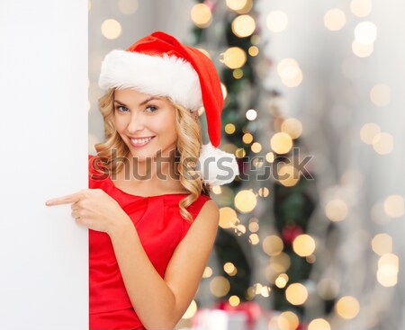 ストックフォト: 美人 · サンタクロース · 帽子 · クリスマス · ライト · 人