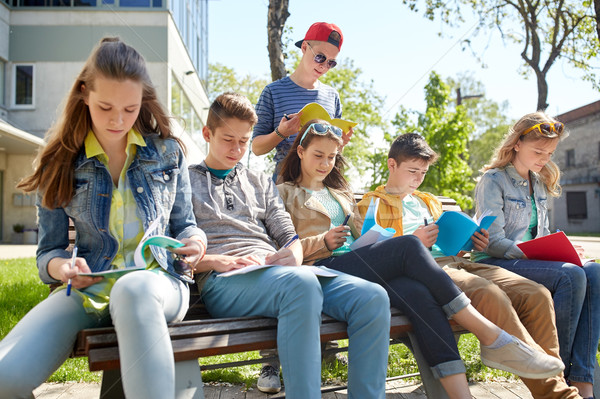 group of students with notebooks at school yard Stock photo © dolgachov