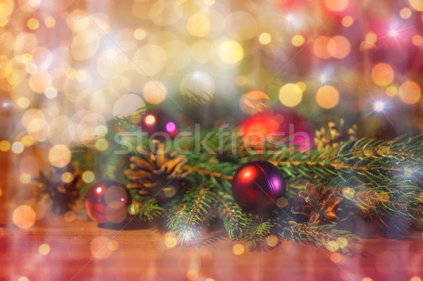 fir branch with christmas ball and pinecones Stock photo © dolgachov