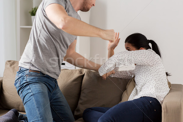 Foto stock: Infeliz · mujer · sufrimiento · casa · violencia