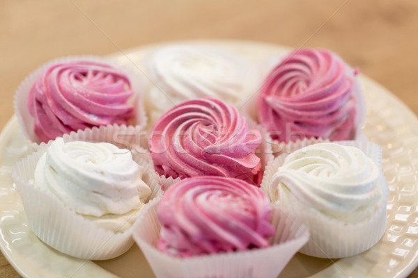 zephyr or marshmallow dessert on plate Stock photo © dolgachov