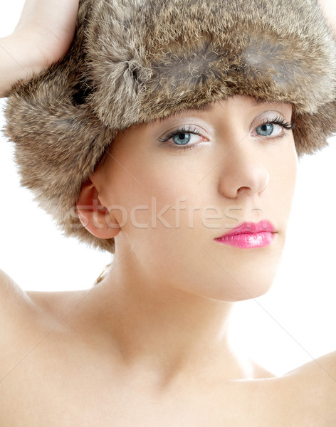 Beauté hiver chapeau portrait blanche fille [[stock_photo]] © dolgachov