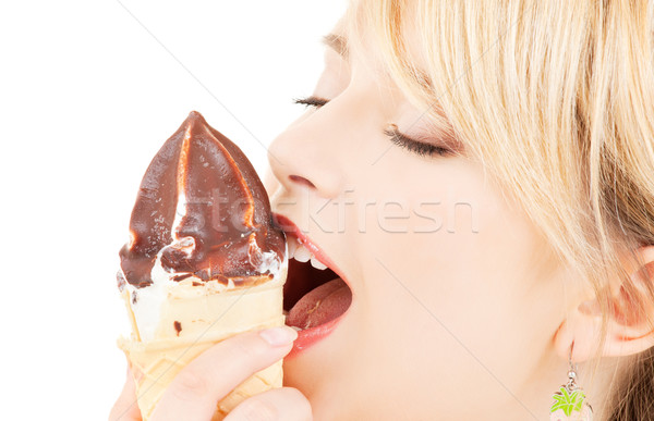 冰淇淋 光明 圖片 女孩 女子 面對 商業照片 © dolgachov