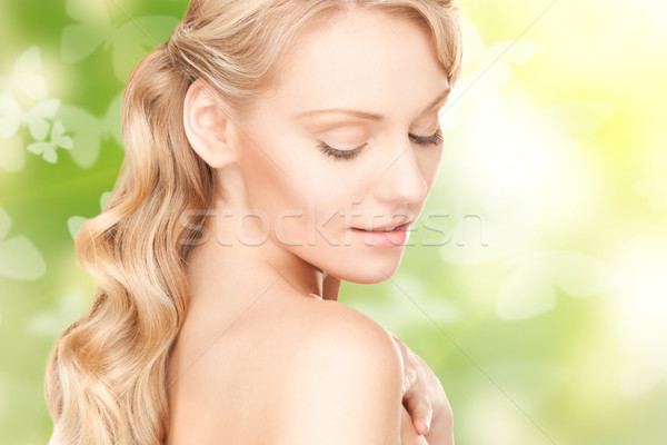 Frau Schmetterlinge Bild grünen sexy Haar Stock foto © dolgachov