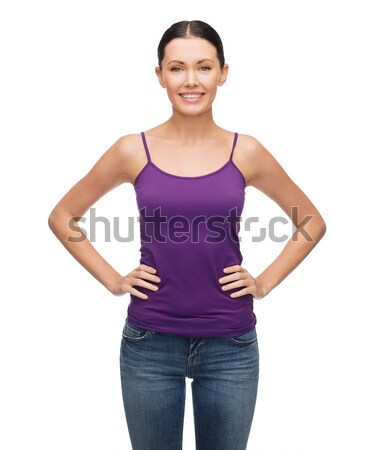 smiling girl in blank purple tank top Stock photo © dolgachov