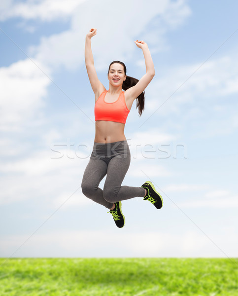 Stock foto: Sportlich · springen · Sportbekleidung · Fitness · Ernährung