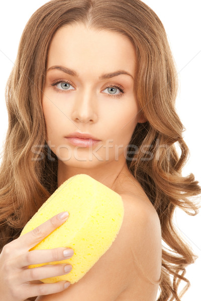 Bela mulher esponja brilhante quadro mulher cara Foto stock © dolgachov