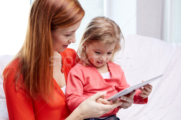 happy mother and daughter with tablet pc computer Stock photo © dolgachov