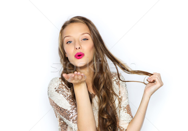 Gelukkig jonge vrouw tienermeisje kostuum mensen stijl Stockfoto © dolgachov