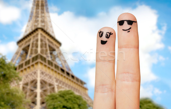 Zwei Finger Gesichter Familie Stock foto © dolgachov