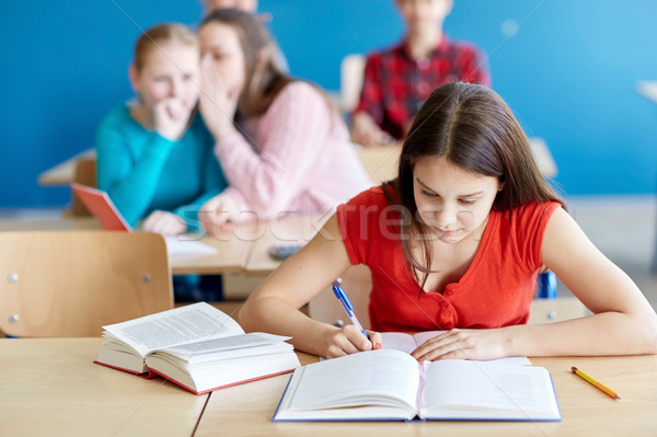 students gossiping behind classmate back at school Stock photo © dolgachov