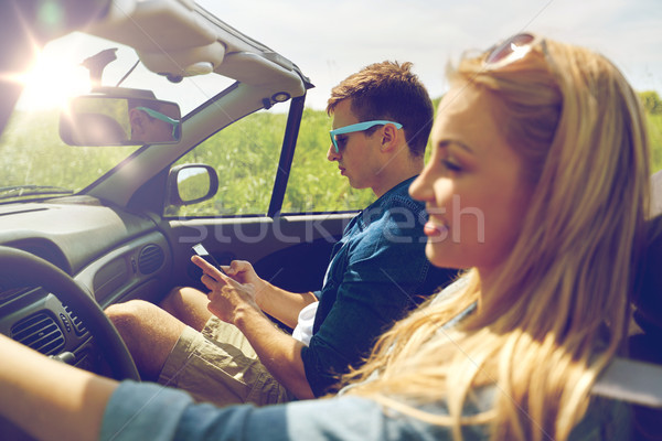 Foto stock: Homem · condução · cabriolé · carro