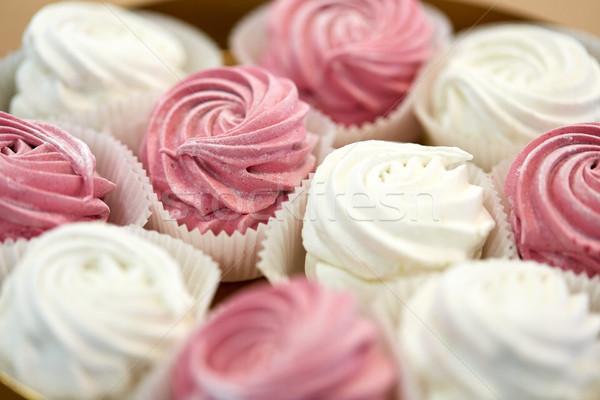 close up of zephyr or marshmallow dessert on plate Stock photo © dolgachov