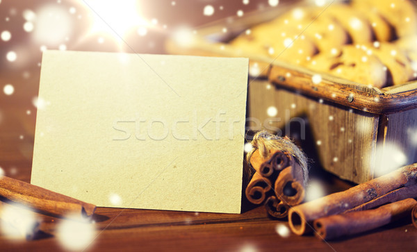 close up of christmas oat cookies on wooden table Stock photo © dolgachov