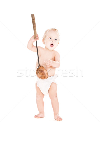 Baby Junge groß schöpfen Bild weiß Stock foto © dolgachov