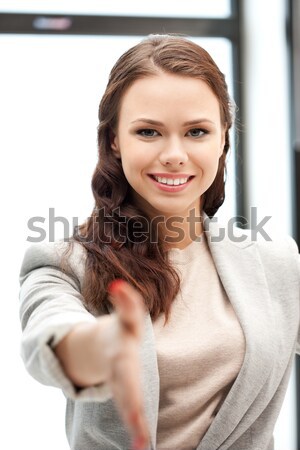 Stockfoto: Vrouw · Open · hand · klaar · handdruk · business