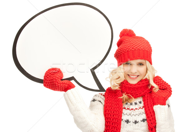 Lächelnde Frau Text Blase hellen Bild Frau Stock foto © dolgachov